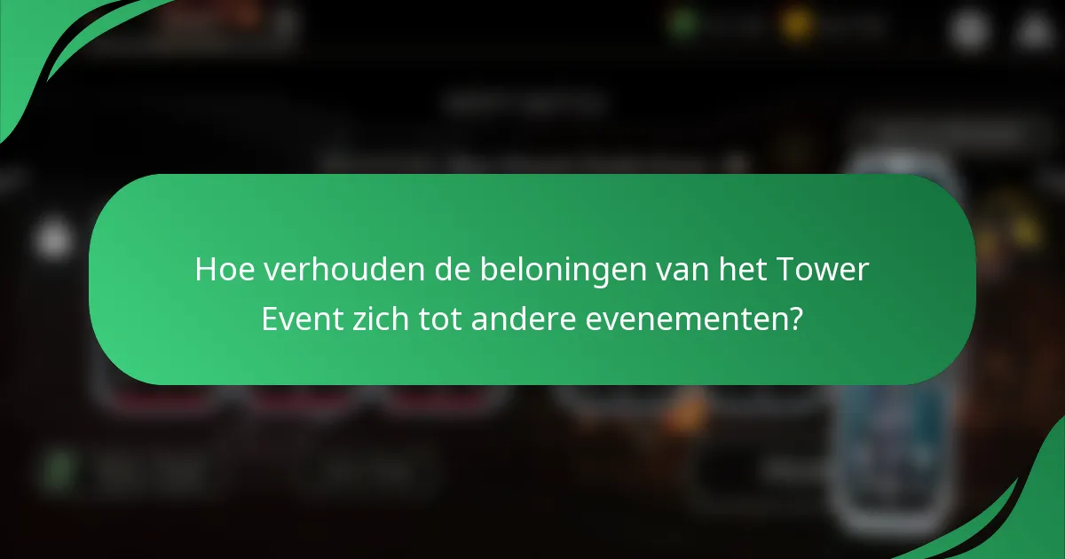 Hoe verhouden de beloningen van het Tower Event zich tot andere evenementen?
