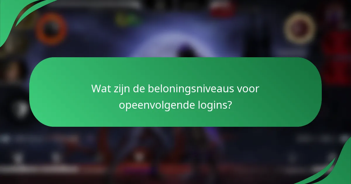 Wat zijn de beloningsniveaus voor opeenvolgende logins?
